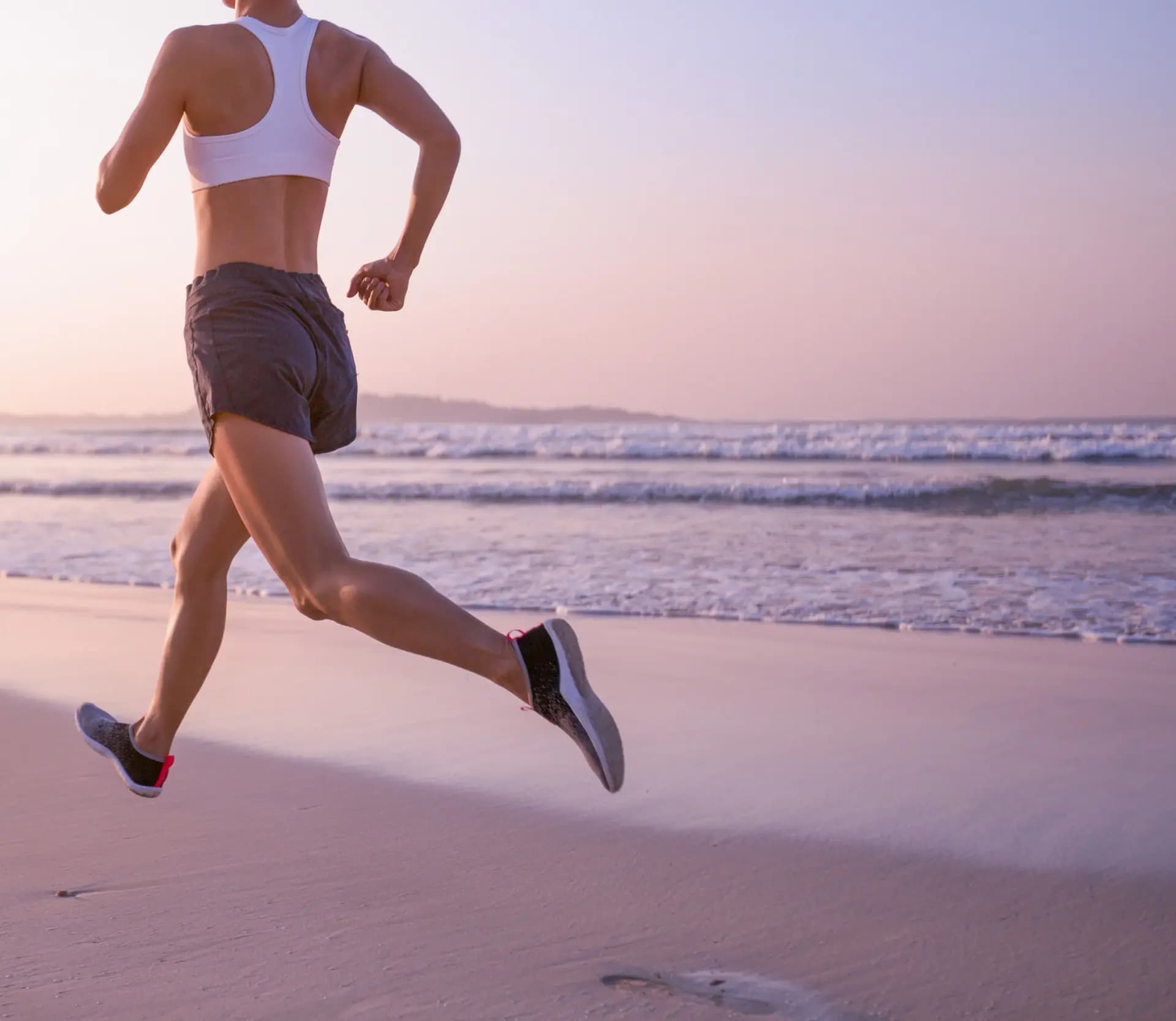 A runner in motion outdoors